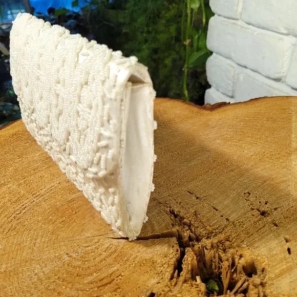Beaded Off white Satin Clutch - Picture 10 of 13